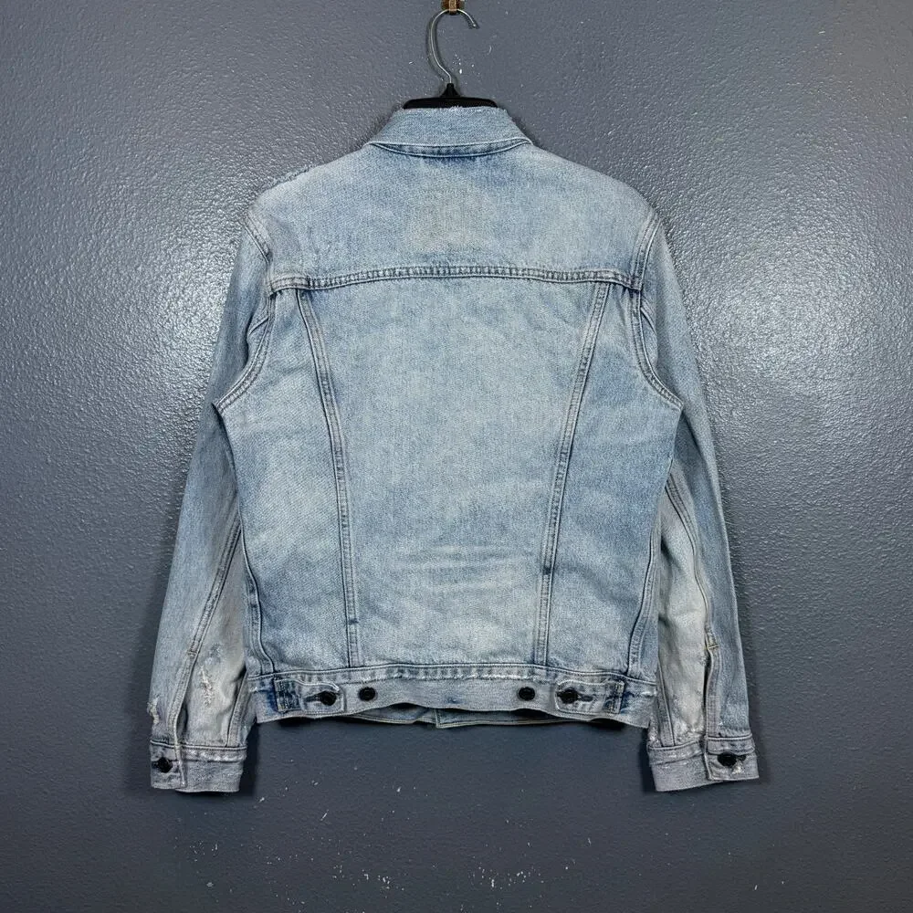 Levi’s S men’s blue denim distressed light jacket bomber
